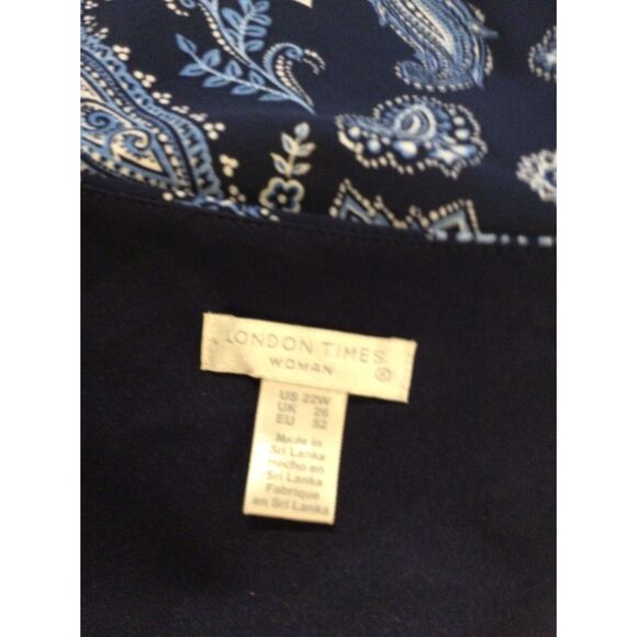 Plus Size 22W V Neck Navy Maxi Dress sleeveless London times - Picture 4 of 6